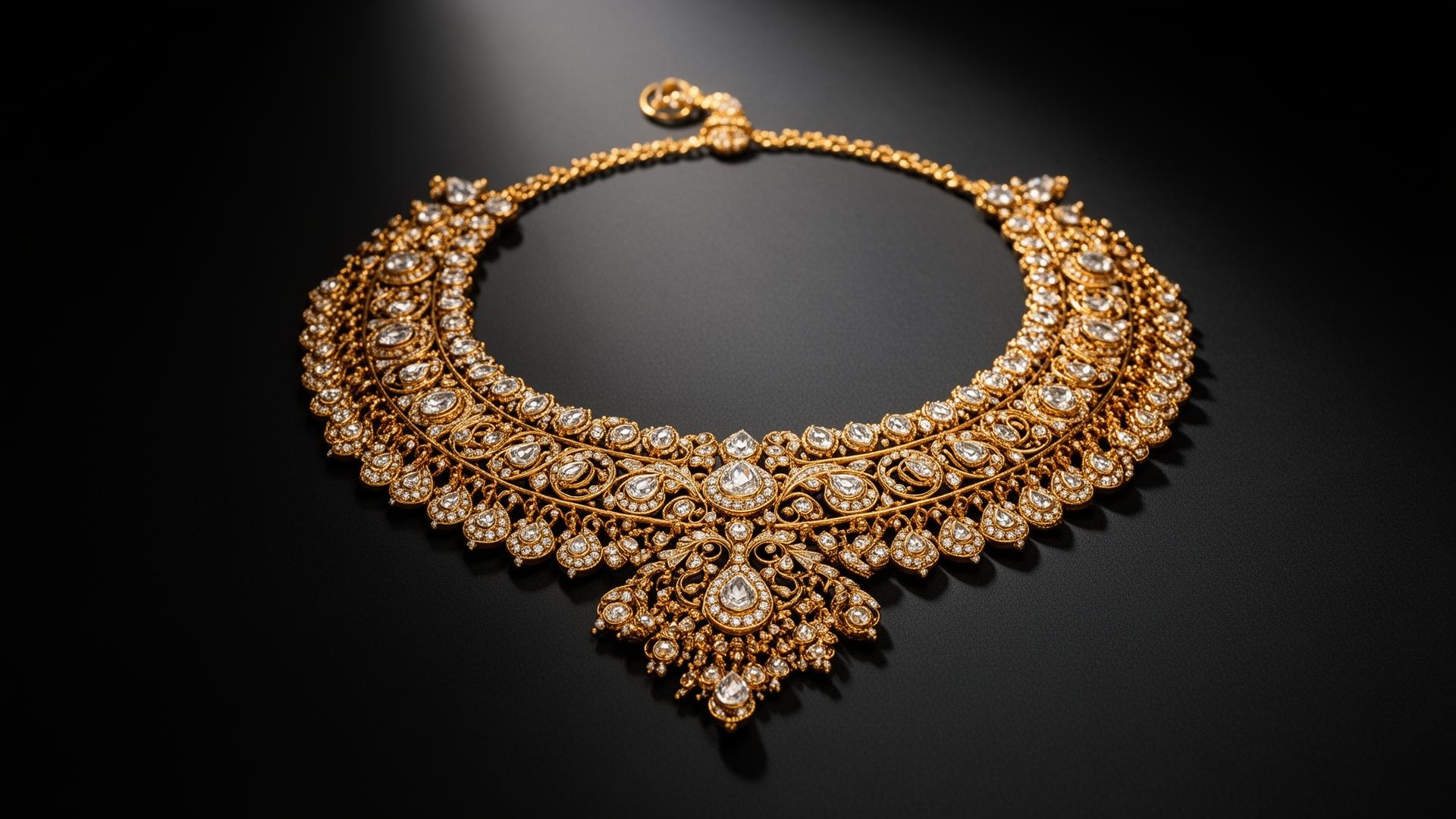 Luxury gold bridal necklace